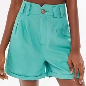 Urban Outfitters High Waisted Linen Cuffed Shorts